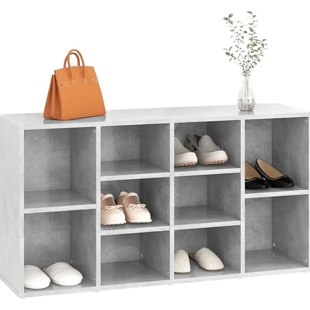 Produits Ménagers-vidaXL Banc à chaussures 103x30x55 cm Bois d’ingénierie Gris béton