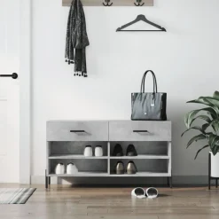 Produits Ménagers-vidaXL Banc à chaussures 102x35x55 cm bois d'ingénierie Gris béton