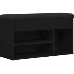 Bancs-vidaXL Banc à chaussures Noir 80 x 30 x 45 cm Bois d'ingénierie Ch&ecirc;ne noir
