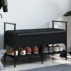 Bancs-vidaXL Banc à chaussures 85,5x42x57,5 cm bois d'ingénierie Noir