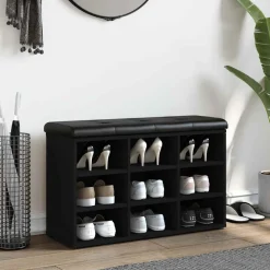 Bancs-vidaXL Banc à chaussures 82x32x50 cm bois d'ingénierie Noir
