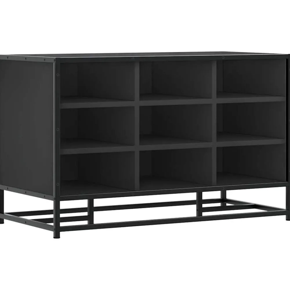Bancs-vidaXL Banc à chaussures 84x40x53,5 cm bois d'ingénierie et métal Noir