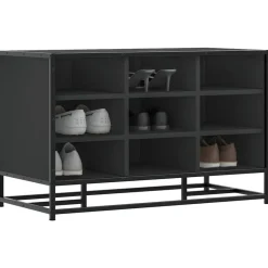 Bancs-vidaXL Banc à chaussures 84x40x53,5 cm bois d'ingénierie et métal Noir
