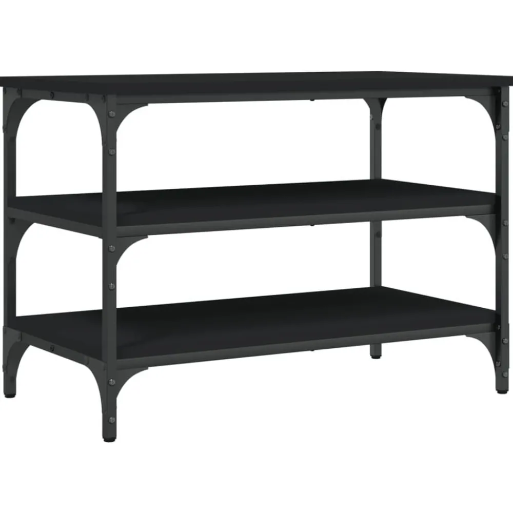 Bancs-vidaXL Banc à chaussures 70x38,5x49 cm bois d'ingénierie Noir