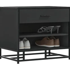 Bancs-vidaXL Banc à chaussures 60x40x53,5 cm bois d'ingénierie et métal Noir