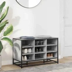 vidaXL Banc à chaussures bois d'ingénierie et métal