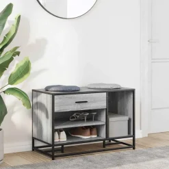 vidaXL Banc à chaussures bois d'ingénierie et métal