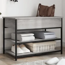 Bancs-vidaXL Banc à chaussures 70x42,5x50 cm bois d'ingénierie Sonoma gris