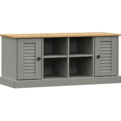 Bancs-vidaXL Banc à chaussures VIGO 106x35x45 cm bois massif de pin Gris