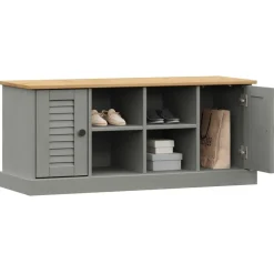 Bancs-vidaXL Banc à chaussures VIGO 106x35x45 cm bois massif de pin Gris