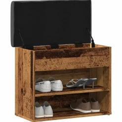 vidaXL Banc à chaussures 62x32x50 cm bois d'ingénierie