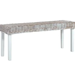 vidaXL Banc 110 cm Rotin naturel kubu et bois d'acajou massif