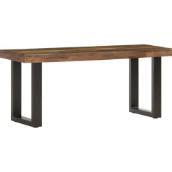 Bancs-vidaXL Banc 110 cm Bois de récupération solide et acier Marron