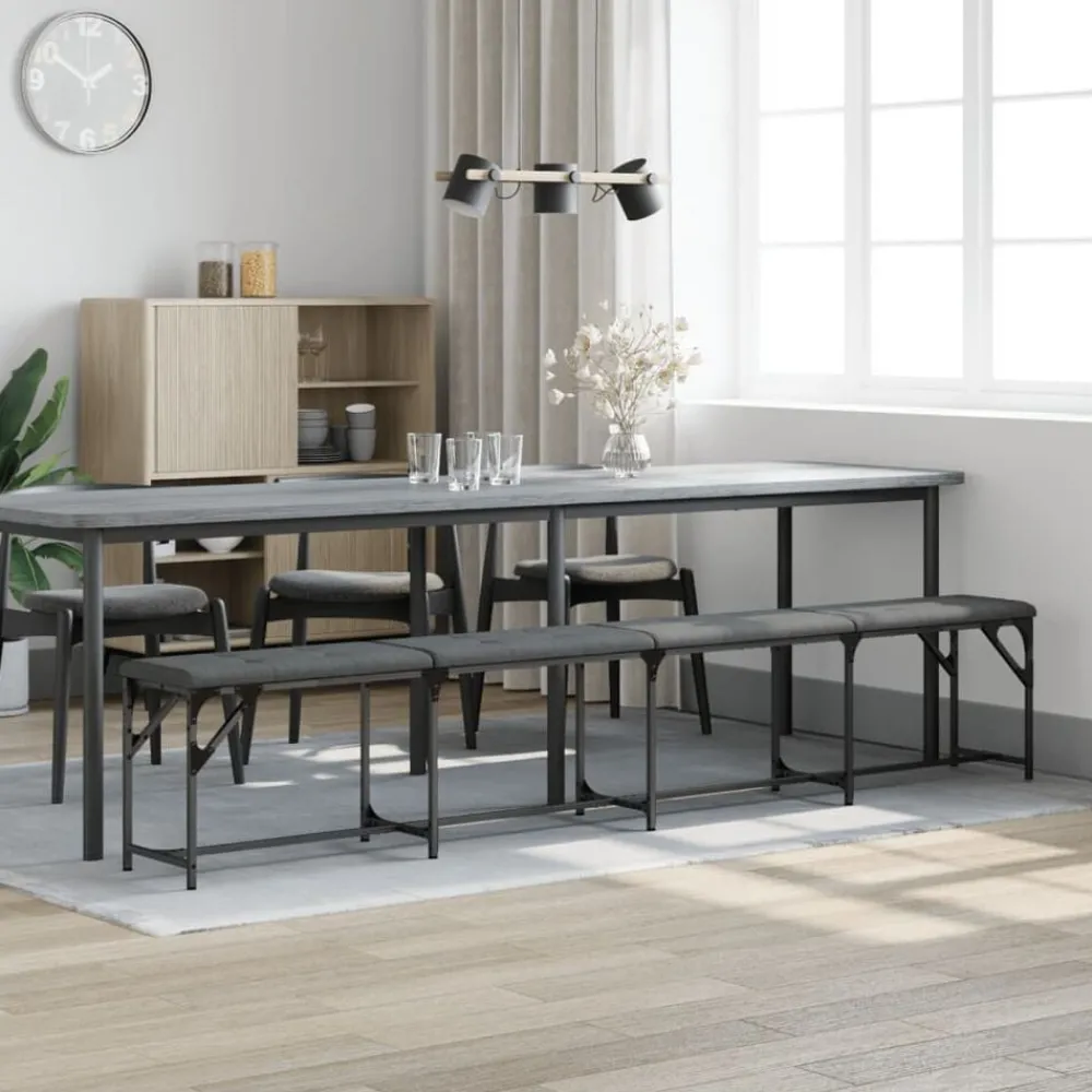 Bancs-vidaXL Banc à manger 248x32x45 cm acier et tissu Gris foncé