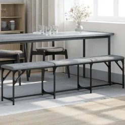 Bancs-vidaXL Banc à manger 186x32x45 cm acier et tissu Gris clair