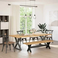 Bancs-vidaXL Banc à manger NOAIN pieds en forme de X 180x40x45 cm massif pin