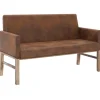 vidaXL Banc avec accoudoir 140 cm Marron Similicuir daim