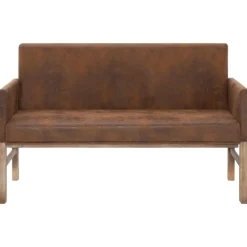 vidaXL Banc avec accoudoir 140 cm Marron Similicuir daim