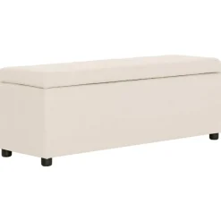 Bancs-vidaXL Banc avec compartiment de rangement 116 cm Crème Polyester Crème
