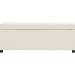 Bancs-vidaXL Banc avec compartiment de rangement 116 cm Crème Polyester Cr&egrave;me