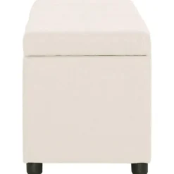 Bancs-vidaXL Banc avec compartiment de rangement 116 cm Crème Polyester Cr&egrave;me