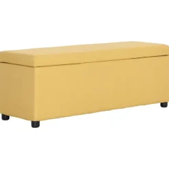 Bancs-vidaXL Banc avec compartiment de rangement 116 cm Polyester Jaune