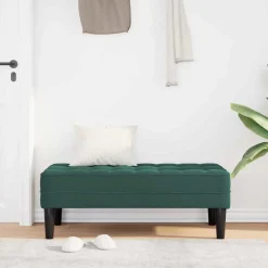 Bancs-vidaXL banc avec coussin 113 x 57 x 39 cm Velours Vert foncé