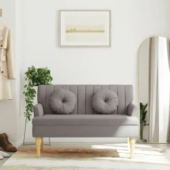 Bancs-vidaXL Banc avec coussins 113x64,5x75,5 cm tissu Taupe