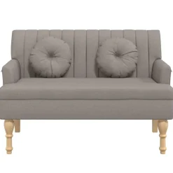 Bancs-vidaXL Banc avec coussins 113x64,5x75,5 cm tissu Taupe