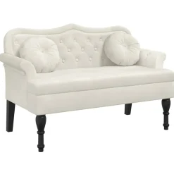 vidaXL Banc avec coussins crème 120,5x65x75 cm velours