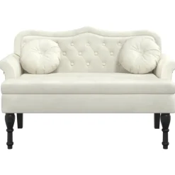 vidaXL Banc avec coussins crème 120,5x65x75 cm velours