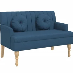 Bancs-vidaXL Banc avec coussins 113x64,5x75,5 cm tissu Bleu