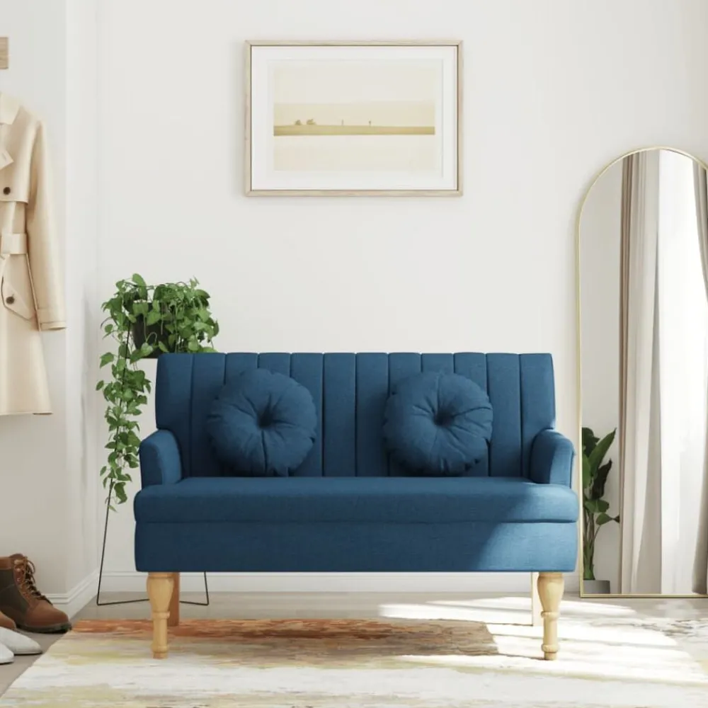 Bancs-vidaXL Banc avec coussins 113x64,5x75,5 cm tissu Bleu