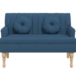 Bancs-vidaXL Banc avec coussins 113x64,5x75,5 cm tissu Bleu