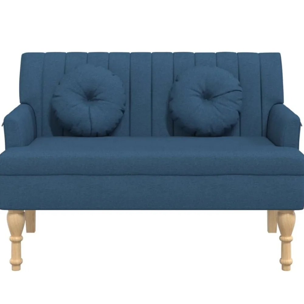Bancs-vidaXL Banc avec coussins 113x64,5x75,5 cm tissu Bleu
