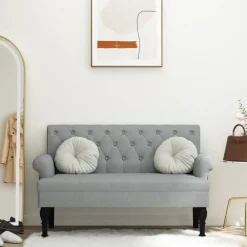 Bancs-vidaXL Banc avec dossier 120x62x75,5 cm tissu Gris clair