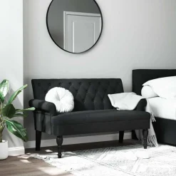 Bancs-vidaXL Banc avec dossier 120x62x75,5 cm Tissu Noir