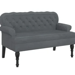 Bancs-vidaXL Banc avec dossier 119,5x64,5x75 cm velours Gris foncé