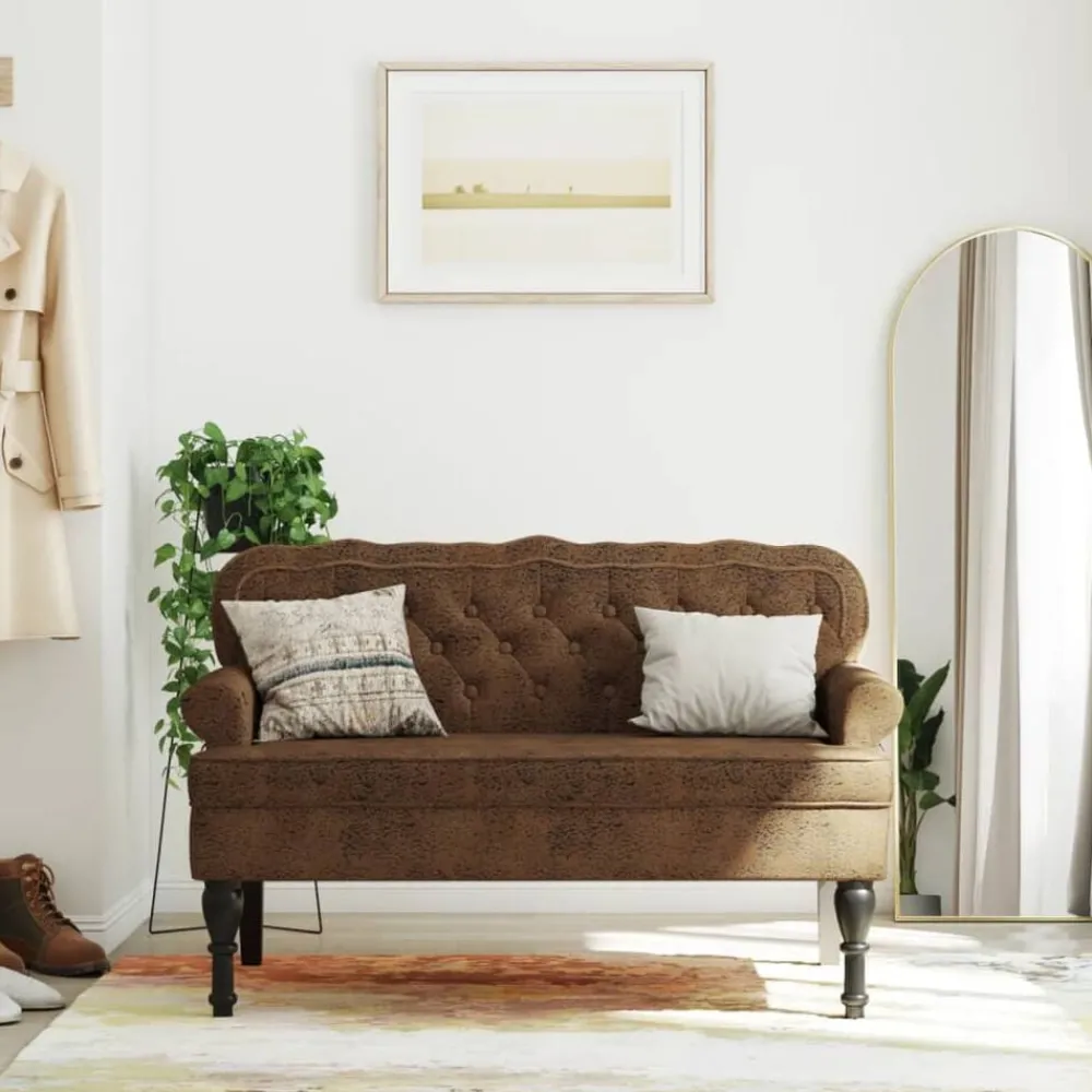 vidaXL Banc avec dossier 119,5x64,5x75 cm similicuir daim