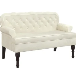 Bancs-vidaXL Banc avec dossier crème 119,5x64,5x75 cm velours Crème