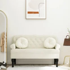 Bancs-vidaXL Banc avec dossier crème 119,5x64,5x75 cm velours Cr&egrave;me
