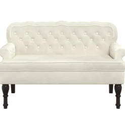 Bancs-vidaXL Banc avec dossier crème 119,5x64,5x75 cm velours Cr&egrave;me