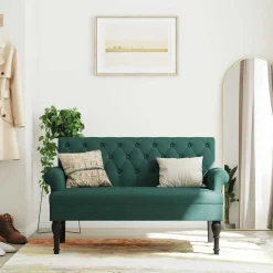Bancs-vidaXL Banc avec dossier 120x62x75,5 cm tissu Vert foncé