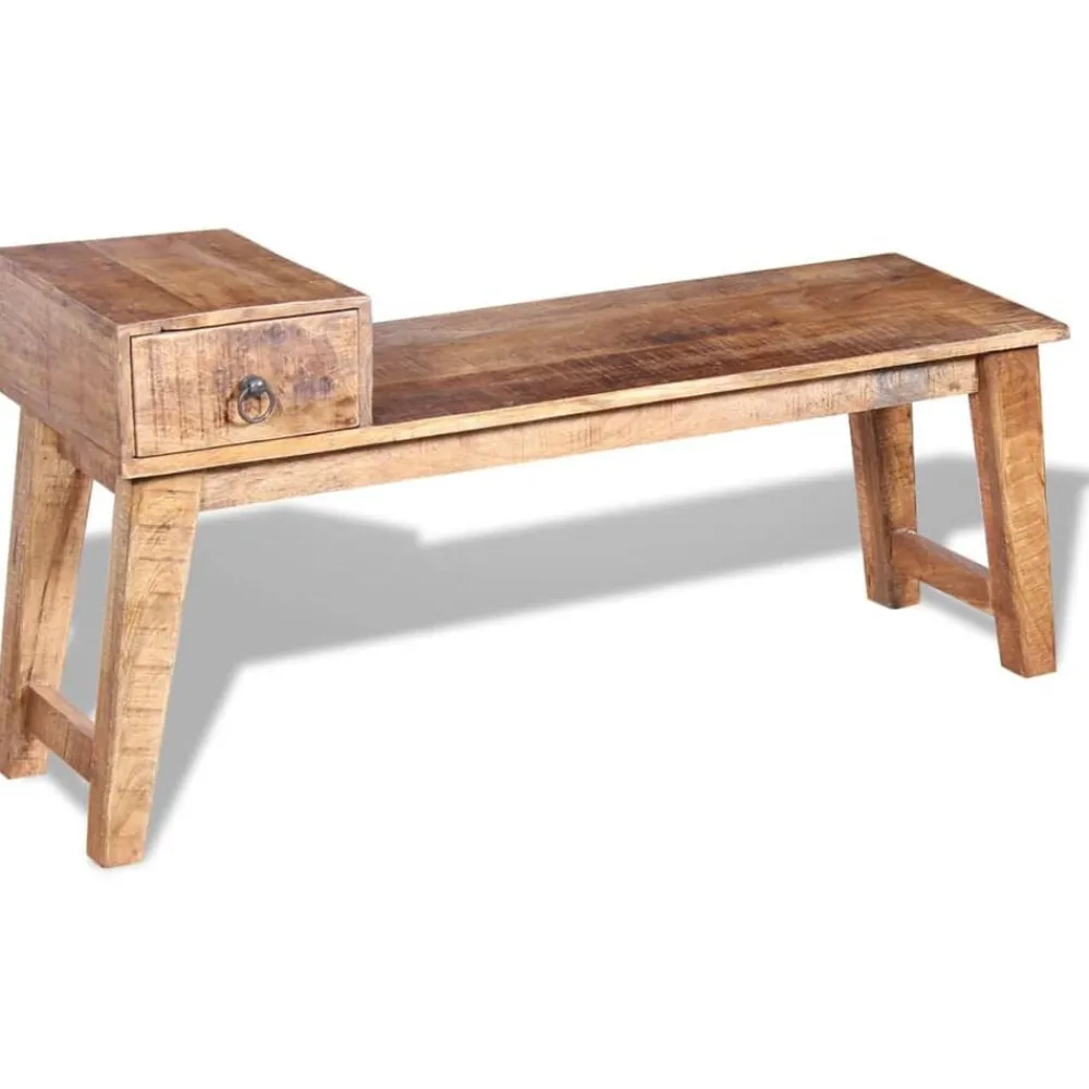 Bancs-vidaXL Banc avec tiroir Bois de manguier massif 120x36x60 cm