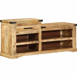 vidaXL banc avec tiroir Marron 110 x 35 x 50 cm Manguier brut