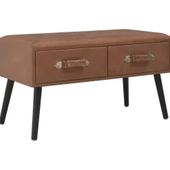 Bancs-vidaXL Banc avec tiroirs 80 cm Similicuir Marron foncé