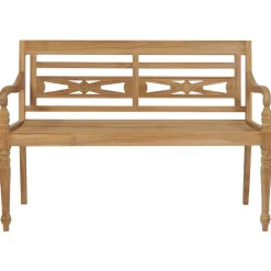 Mobilier De Jardin-vidaXL Banc Batavia avec coussin crème 120 cm Bois de teck massif Crème