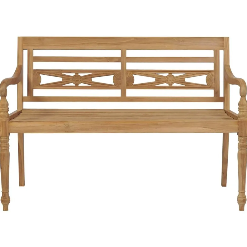 Mobilier De Jardin-vidaXL Banc Batavia avec coussin crème 120 cm Bois de teck massif Crème