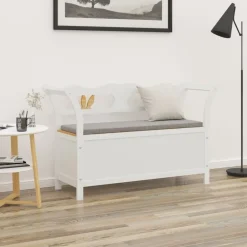 Bancs-vidaXL Banc Blanc 107x45x75,5 cm Bois de sapin solide Blanc et marron