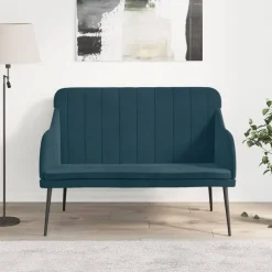 Bancs-vidaXL Banc 110x76x80 cm Velours Bleu
